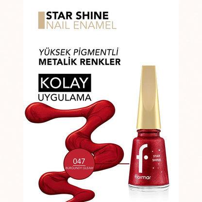 Flormar Star Shine Metallic Nail Polish in Burgundy Gleam 11ml by Beauty Care Bag