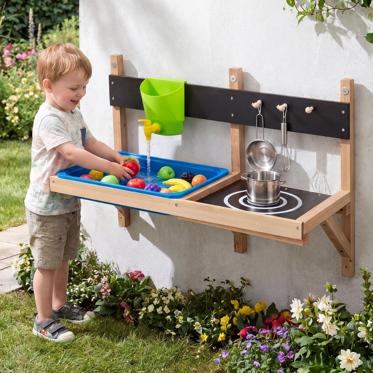 Wall Mounted Mud Kitchen for Kids Ages 3+Play Kitchen SetTorqelo.com