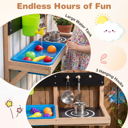Wall Mounted Mud Kitchen for Kids Ages 3+Play Kitchen SetTorqelo.com
