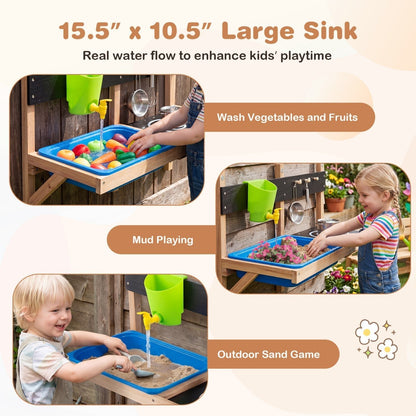 Wall Mounted Mud Kitchen for Kids Ages 3+Play Kitchen SetTorqelo.com