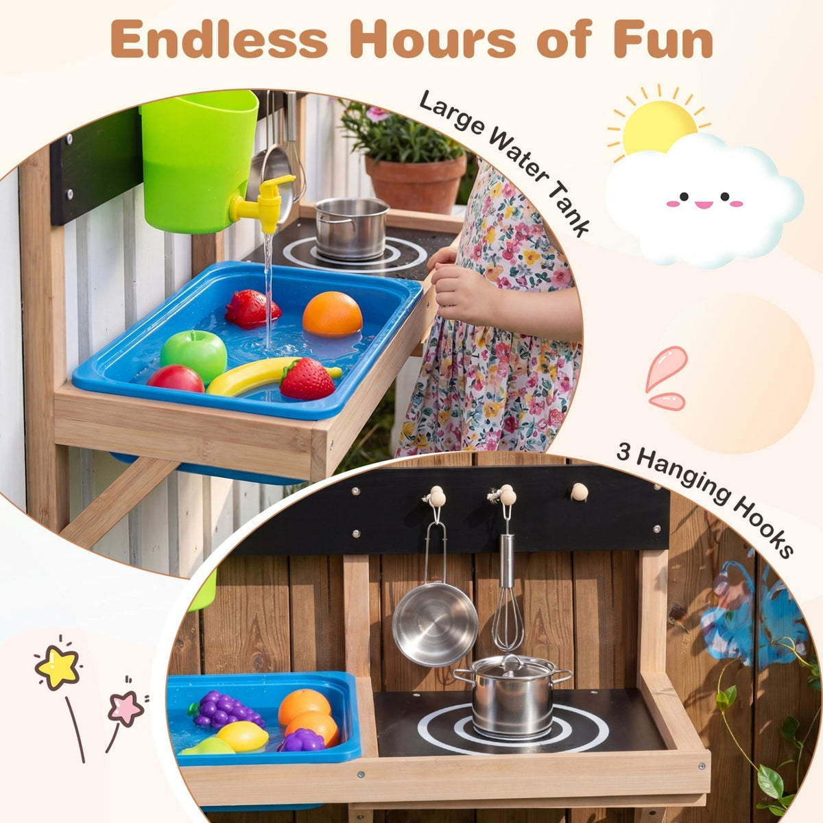 Wall Mounted Mud Kitchen for Kids Ages 3+Play Kitchen SetTorqelo.com