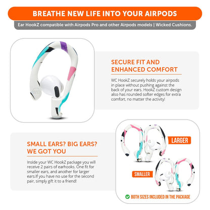 WC HookZ - Over Ear Hooks for Airpods Pro 1, 2 & Airpods 1, 2, 3Earbuds EarhooksTorqelo.com