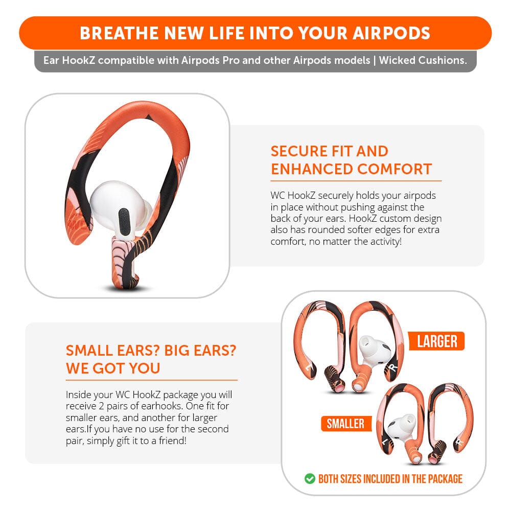 WC HookZ - Over Ear Hooks for Airpods Pro 1, 2 & Airpods 1, 2, 3Earbuds EarhooksTorqelo.com