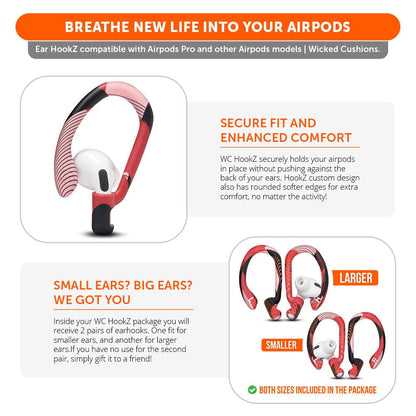 WC HookZ - Over Ear Hooks for Airpods Pro 1, 2 & Airpods 1, 2, 3Earbuds EarhooksTorqelo.com