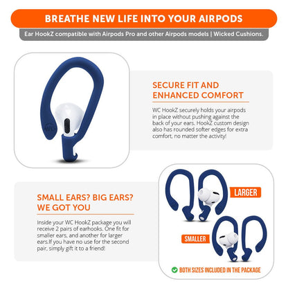 WC HookZ - Over Ear Hooks for Airpods Pro 1, 2 & Airpods 1, 2, 3Earbuds EarhooksTorqelo.com
