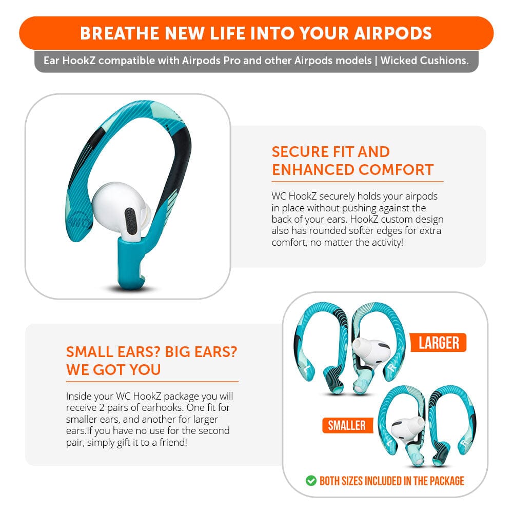 WC HookZ - Over Ear Hooks for Airpods Pro 1, 2 & Airpods 1, 2, 3Earbuds EarhooksTorqelo.com