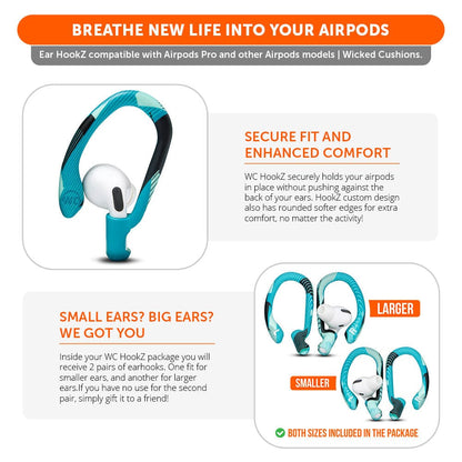 WC HookZ - Over Ear Hooks for Airpods Pro 1, 2 & Airpods 1, 2, 3Earbuds EarhooksTorqelo.com