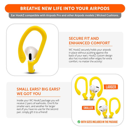 WC HookZ - Over Ear Hooks for Airpods Pro 1, 2 & Airpods 1, 2, 3Earbuds EarhooksTorqelo.com