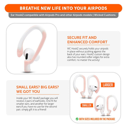 WC HookZ - Over Ear Hooks for Airpods Pro 1, 2 & Airpods 1, 2, 3Earbuds EarhooksTorqelo.com