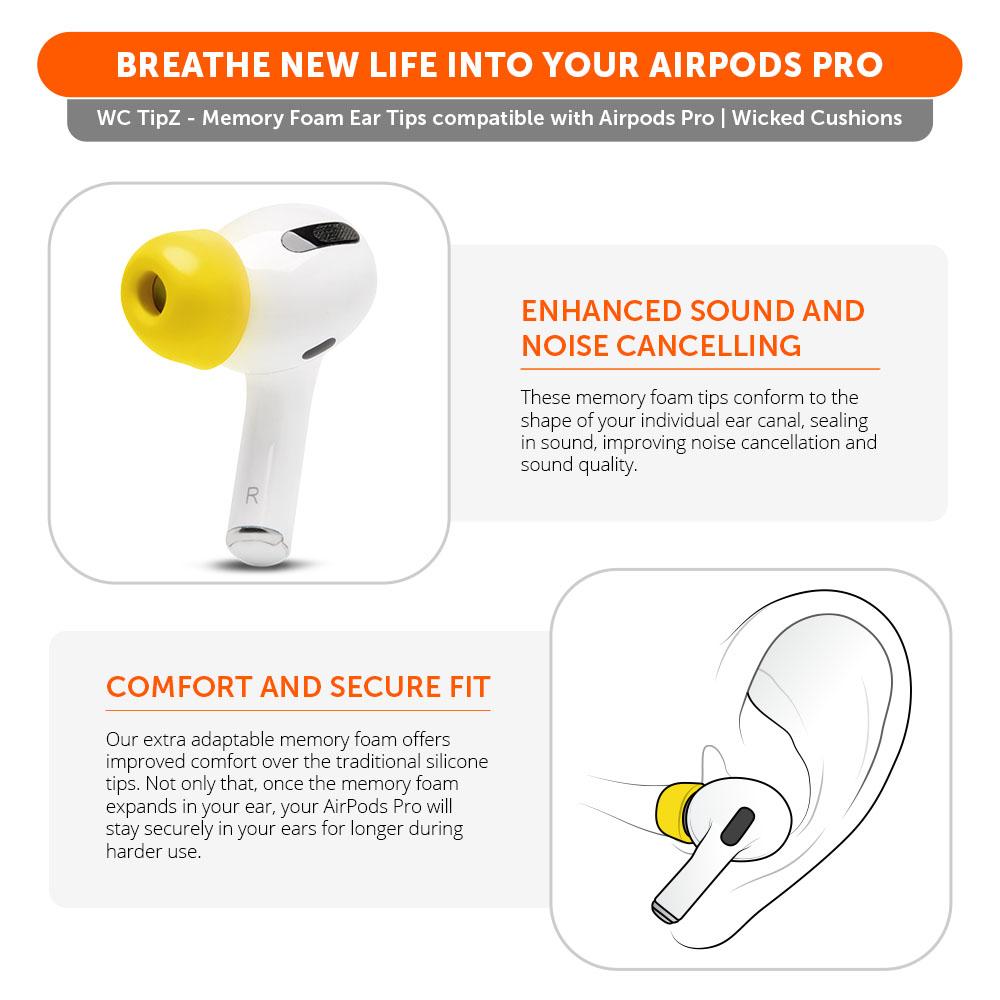 WC TipZ - Memory Foam Ear Tips for Airpods Pro & Airpods Pro 2Earbuds Foam TipsTorqelo.com