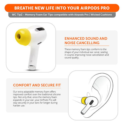 WC TipZ - Memory Foam Ear Tips for Airpods Pro & Airpods Pro 2Earbuds Foam TipsTorqelo.com
