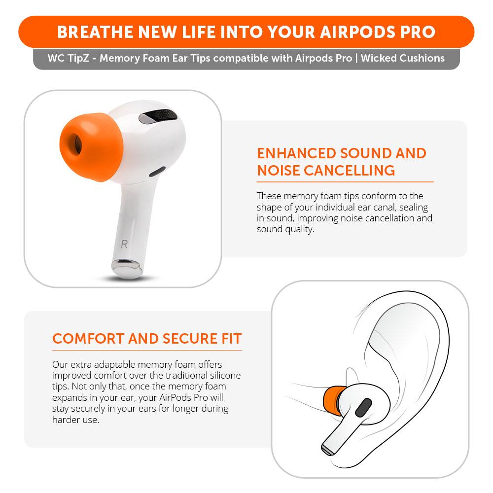WC TipZ - Memory Foam Ear Tips for Airpods Pro & Airpods Pro 2Earbuds Foam TipsTorqelo.com