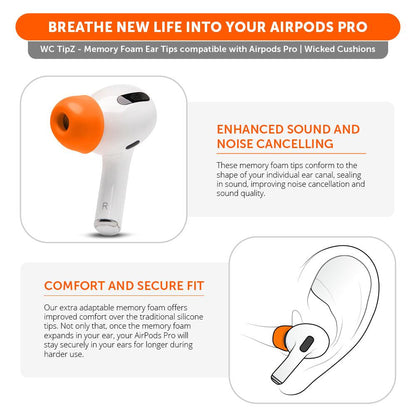 WC TipZ - Memory Foam Ear Tips for Airpods Pro & Airpods Pro 2Earbuds Foam TipsTorqelo.com