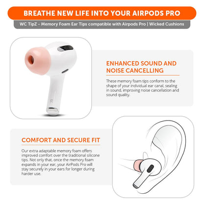 WC TipZ - Memory Foam Ear Tips for Airpods Pro & Airpods Pro 2Earbuds Foam TipsTorqelo.com