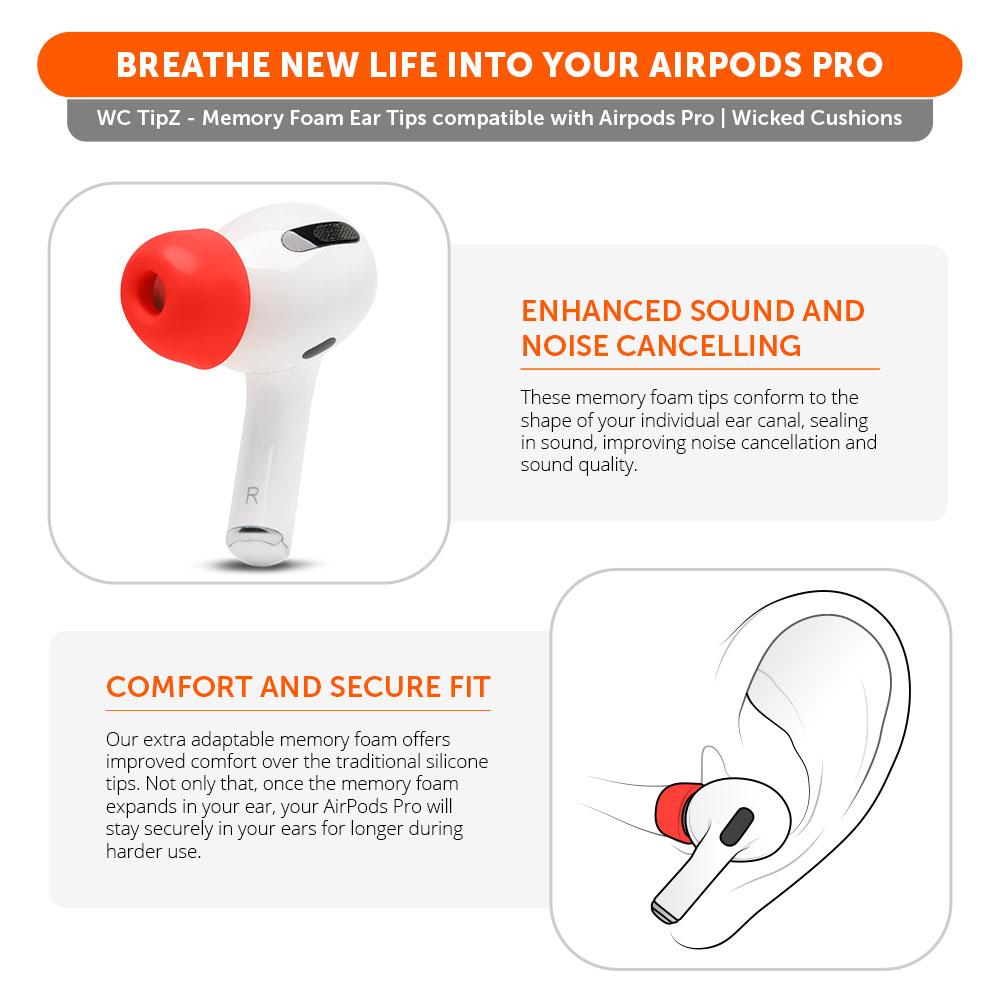 WC TipZ - Memory Foam Ear Tips for Airpods Pro & Airpods Pro 2Earbuds Foam TipsTorqelo.com