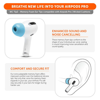 WC TipZ - Memory Foam Ear Tips for Airpods Pro & Airpods Pro 2Earbuds Foam TipsTorqelo.com