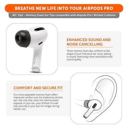 WC TipZ - Memory Foam Ear Tips for Airpods Pro & Airpods Pro 2Earbuds Foam TipsTorqelo.com