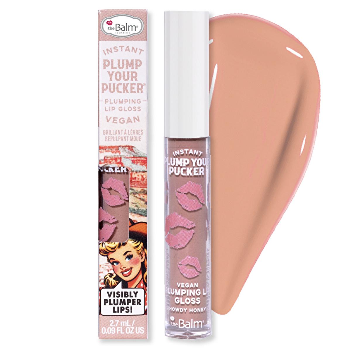 theBalm Instant Plump Your Pucker Lip Gloss: Volumizing, Hydrating, Non-Sticky Formula with Jojoba & Avocado Oil - Howdy Honey Shade by Beauty Care Bag
