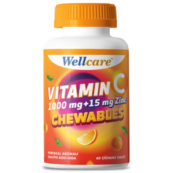 Wellcare Vitamin C 1000mg & Zinc 15mg Chewable Tablets - 60 CountSupplementsTorqelo.com