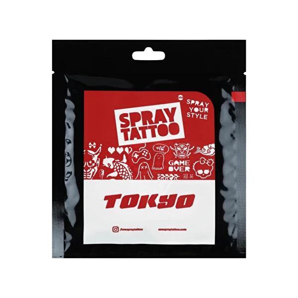 One Spray Tattoo City Pack Tattoo Stencil Set Tokyo - Temporary Tattoo Stencil Set with 7 Designs, Easy Application & Water Resistance by Beauty Care Bag