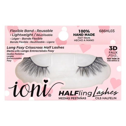 IONI Extra Long Criss-Cross Half Lashes for Flared Volume by Beauty Care Bag