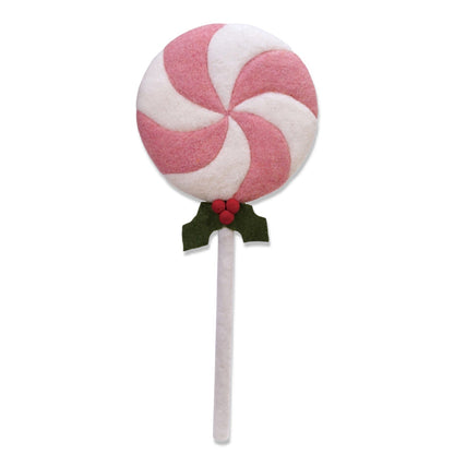 Handmade Wool Felt Holiday Swirled Lollipop with Holly by Rust & Cinder