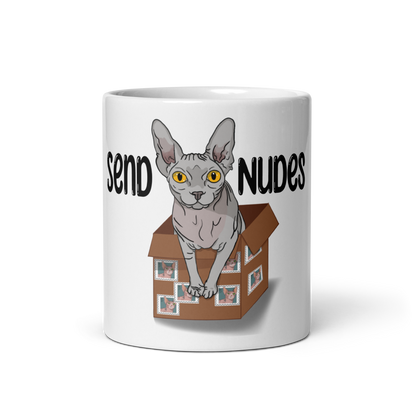 "SEND NUDES" SPHYNX COFFEE MUG by ReNewedPet