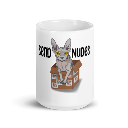 "SEND NUDES" SPHYNX COFFEE MUG by ReNewedPet