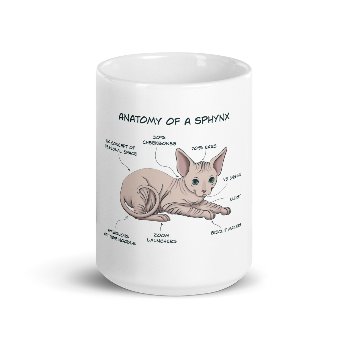 "ANATOMY OF A SPHYNX CAT" COFFEE MUG by ReNewedPet