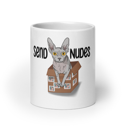 "SEND NUDES" SPHYNX COFFEE MUG by ReNewedPet