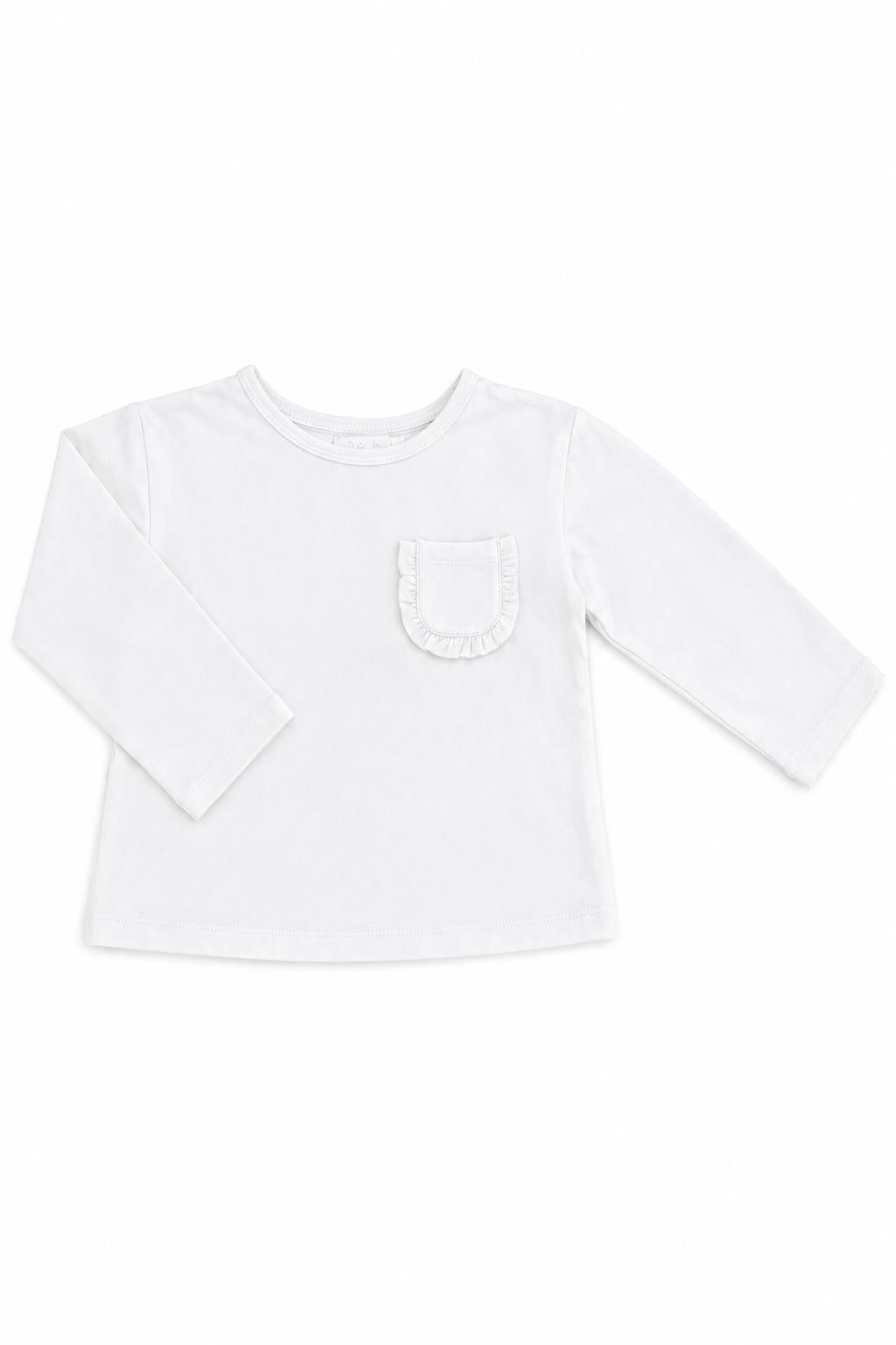 White L/S Ruffle Pocket TeeRuffle Pocket Tee-L/STorqelo.com