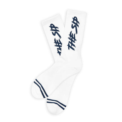White The Sip Casual Crew SocksTeam ColorwaysTorqelo.com