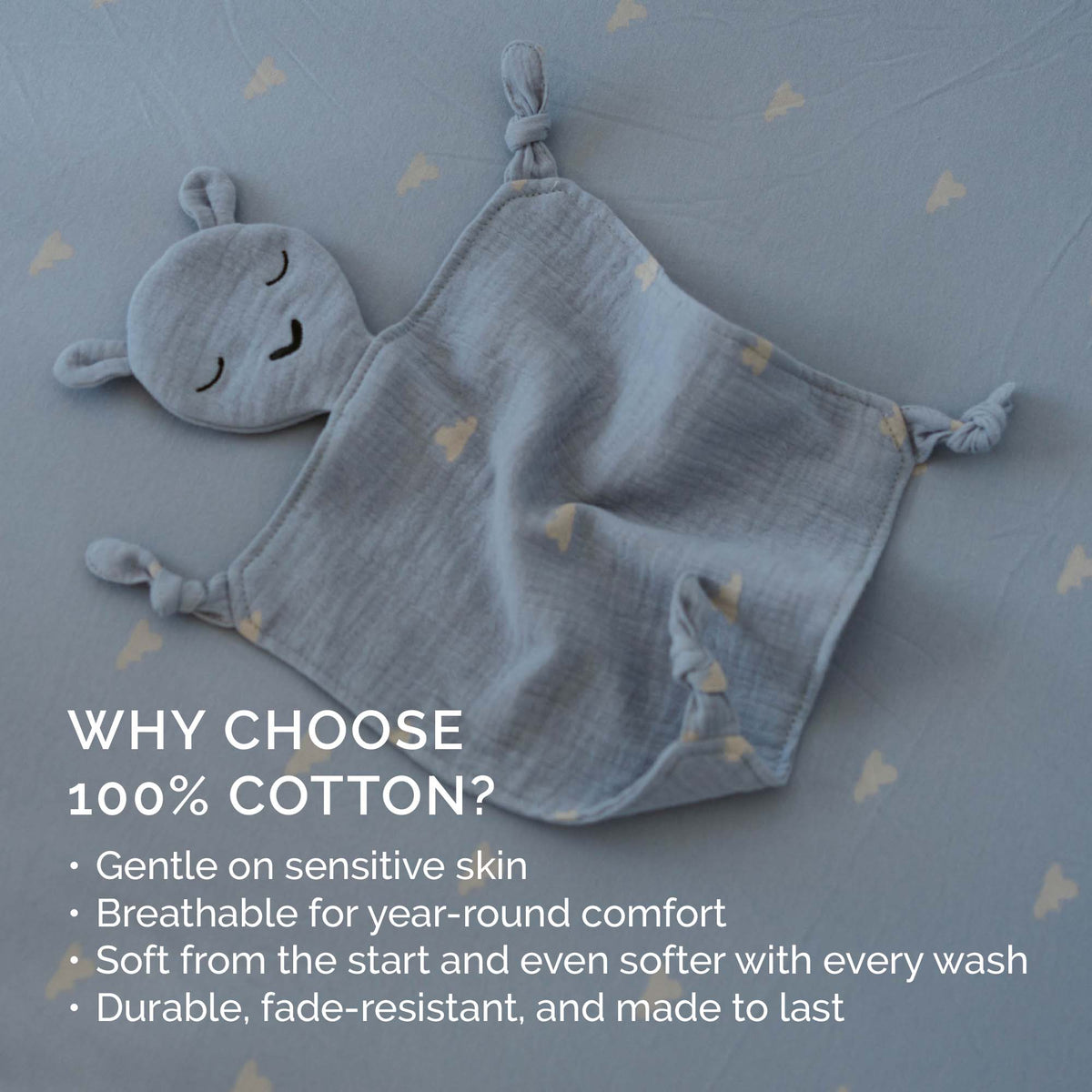 Infographic on the cotton used in the Parker Baby Co. muslin lovey
