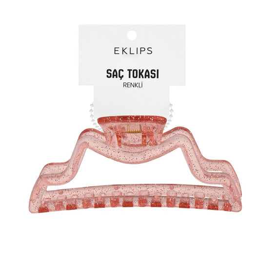 Eklips Curved Glitter Claw Clip in Orange for Secure Hold by Beauty Care Bag