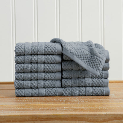 100% Cotton Checkered Jacquard Bath Towel Set - Giuliana Collection by Great Bay Home