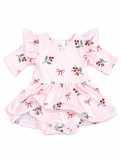 Winter Berries 3/4 Sleeve Flutter Twirl BodysuitTwirl Bodysuit - 3/4 FlutterTorqelo.com