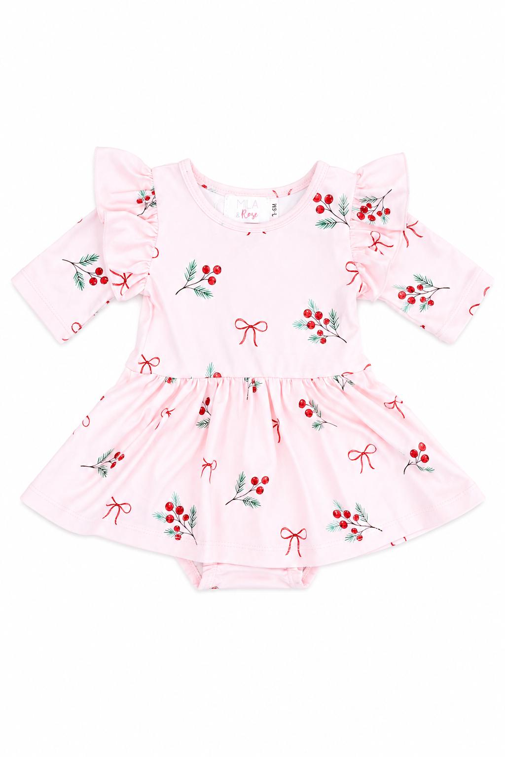Winter Berries 3/4 Sleeve Flutter Twirl BodysuitTwirl Bodysuit - 3/4 FlutterTorqelo.com