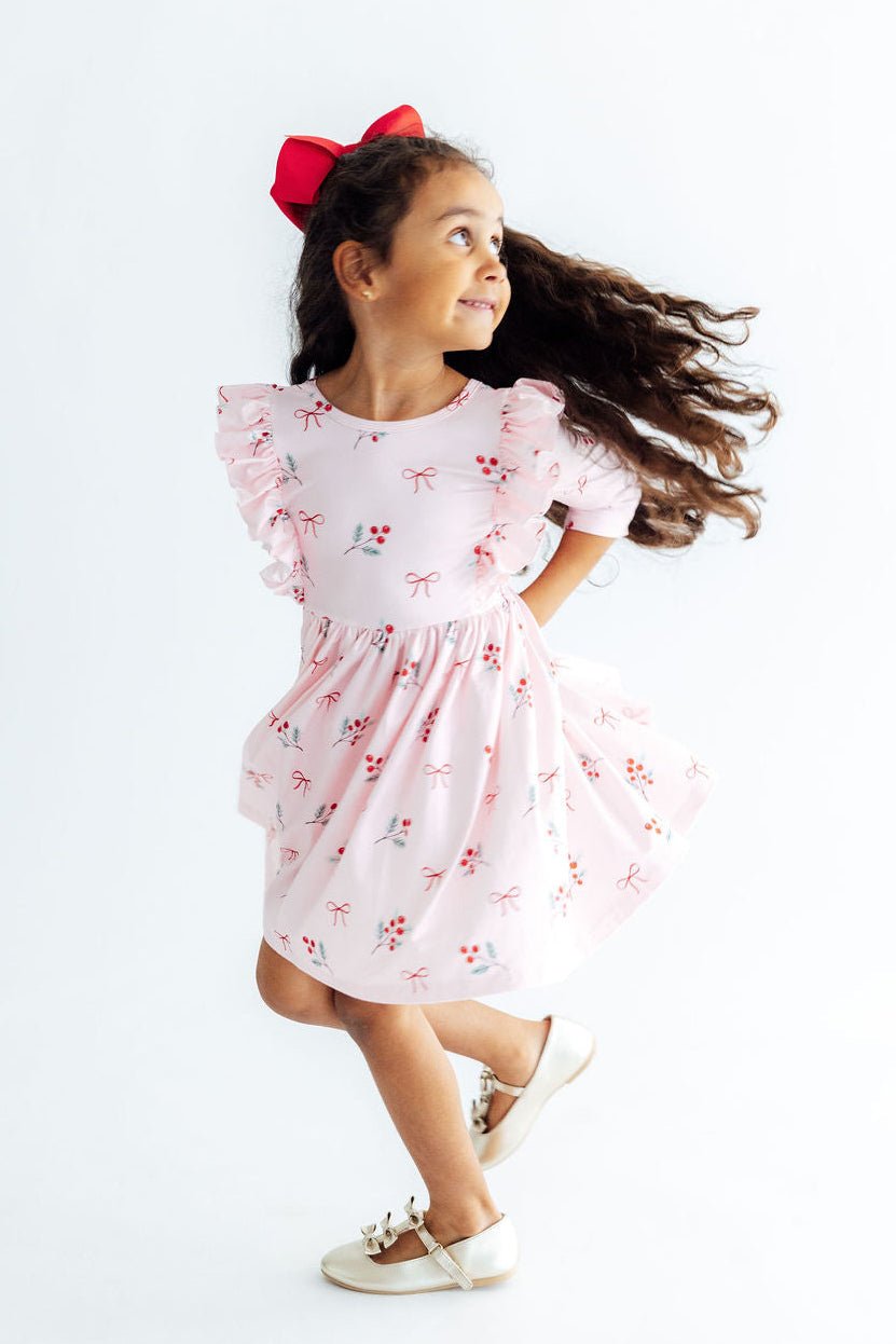 Winter Berries 3/4 Sleeve Ruffle Twirl DressTwirl Dress - 3/4 - RuffleTorqelo.com