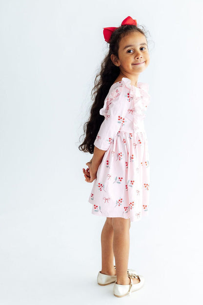 Winter Berries 3/4 Sleeve Ruffle Twirl DressTwirl Dress - 3/4 - RuffleTorqelo.com