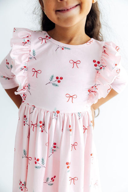 Winter Berries 3/4 Sleeve Ruffle Twirl DressTwirl Dress - 3/4 - RuffleTorqelo.com