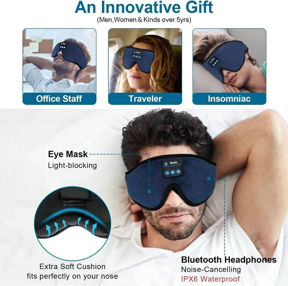 Wireless Sleep Headphones for Side Sleeperssleep headphoneTorqelo.com