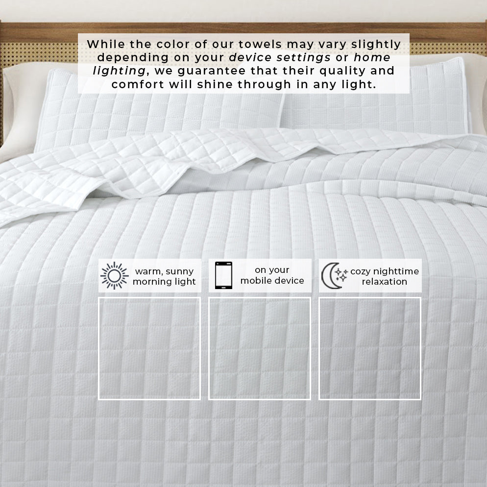 Box-Stitched Seersucker Quilt Set - Seersucker Collection by Great Bay Home