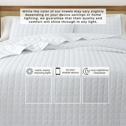 Box-Stitched Seersucker Quilt Set - Seersucker Collection by Great Bay Home
