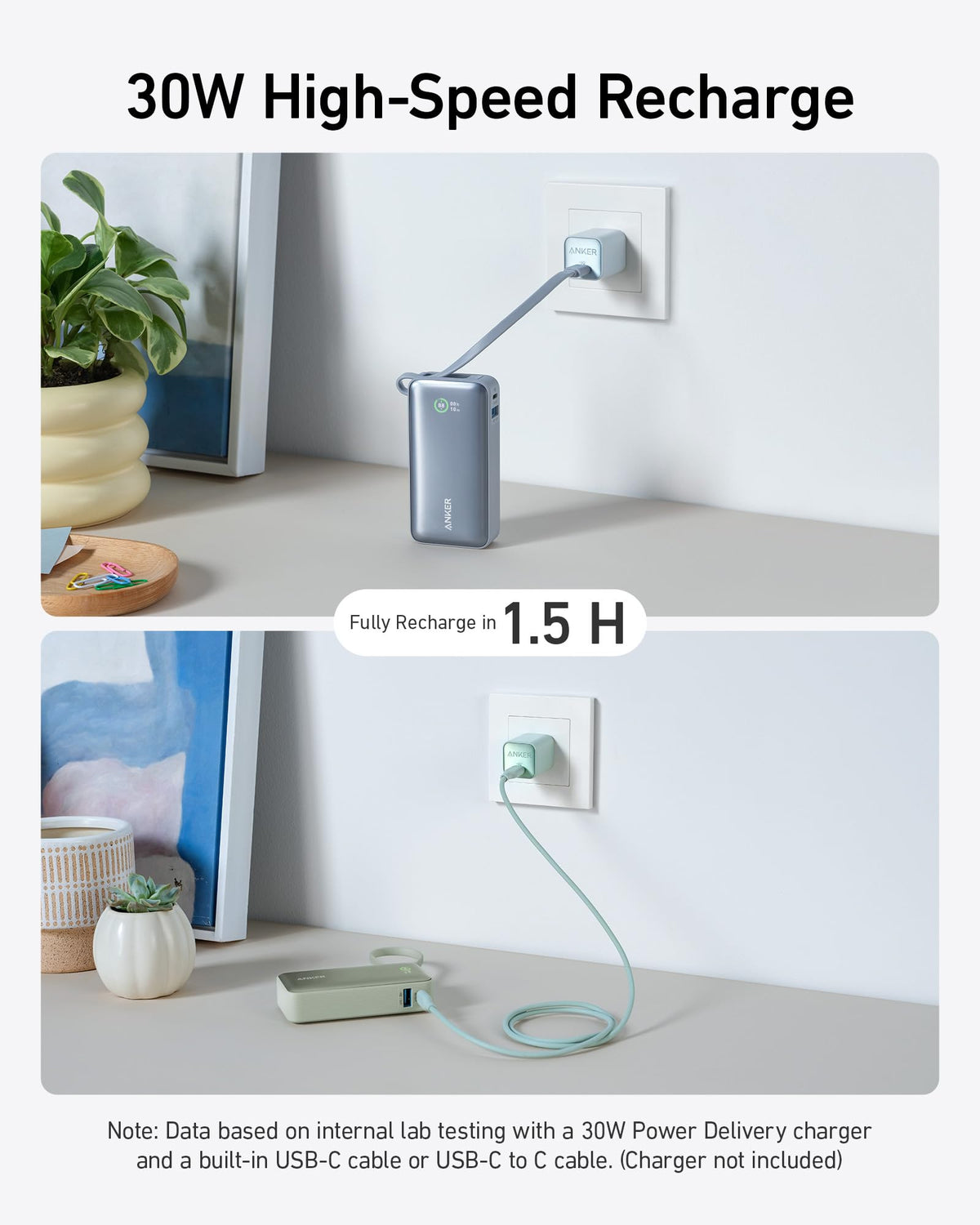 Anker Nano Power Bank (30W, Built-In USB-C Cable) by Anker