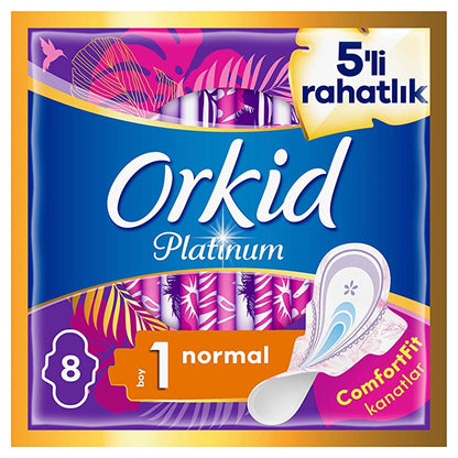 Orkid Platinum Normal Size 1 Sanitary Pads with Wings 8 Count by Beauty Care Bag