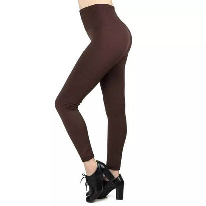 Women's Extra 220g Fleece Leggings High Waist Stretchy Warm Leggings (One Size) by EasyOptionXY