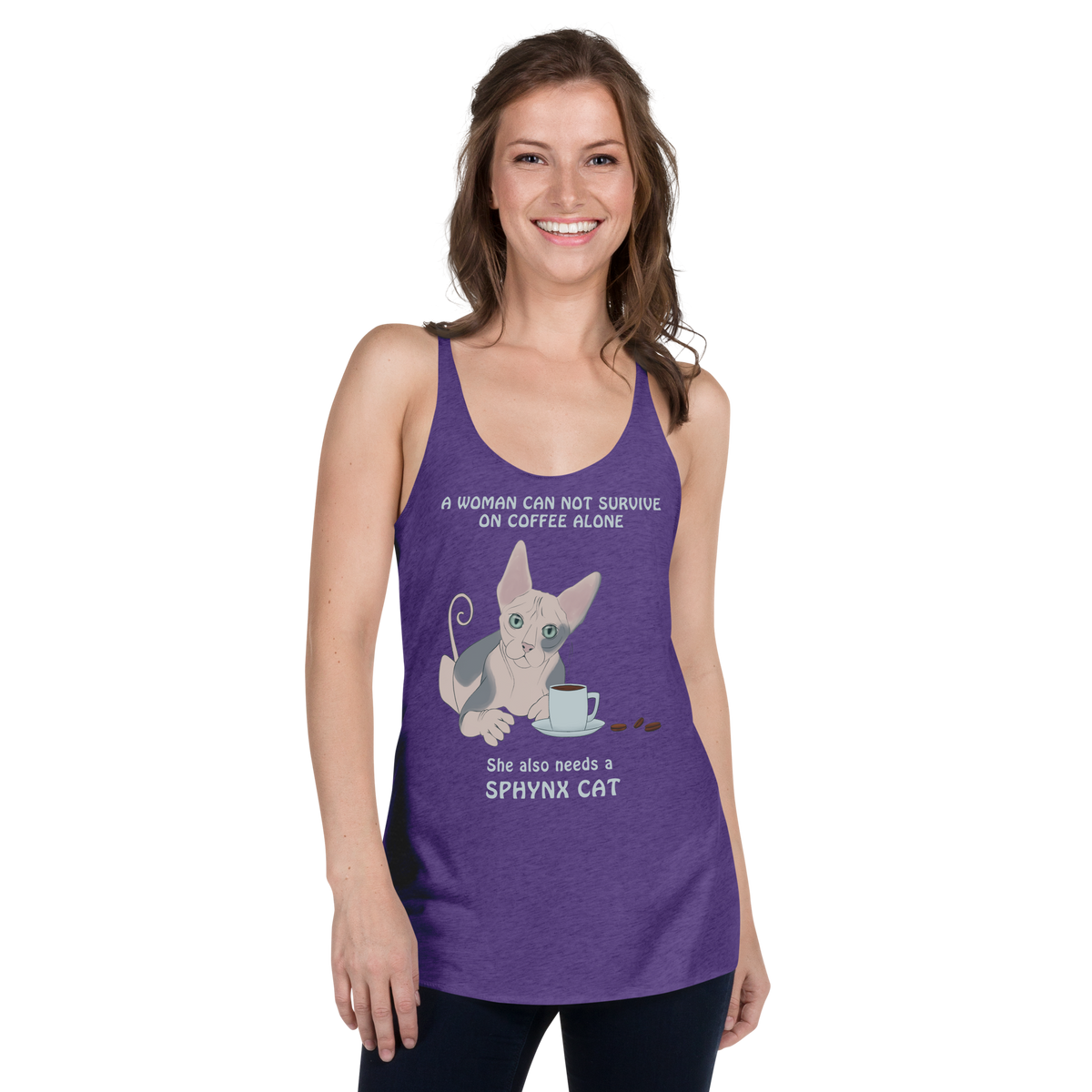 "WOMAN CAN'T SURVIVE ON COFFEE ALONE" TANK by ReNewedPet