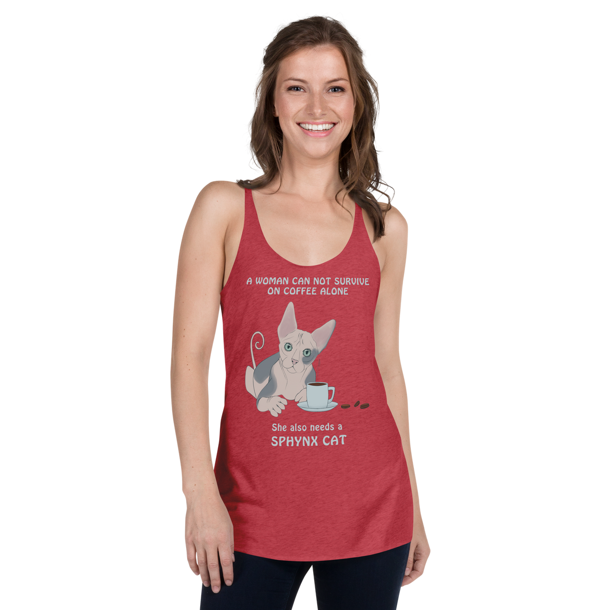 "WOMAN CAN'T SURVIVE ON COFFEE ALONE" TANK by ReNewedPet