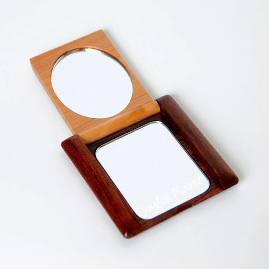 Wood Personalized Pocket Mirror - Personalized Bridesmaid Gift - Personalized Compact Mirror by Joyful Moose