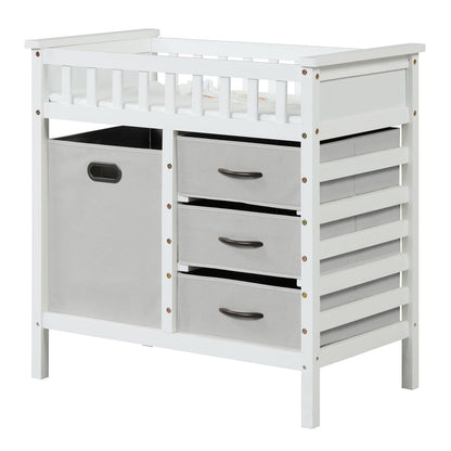 Wooden Baby Changing Table Diaper Changing Station with 3 Fabric Storage DrawersTorqelo.com